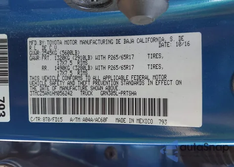 2017 Toyota Tacoma Trd Sport z USA, uszkodzony, nr VIN 3TMCZ5AN1HM056242